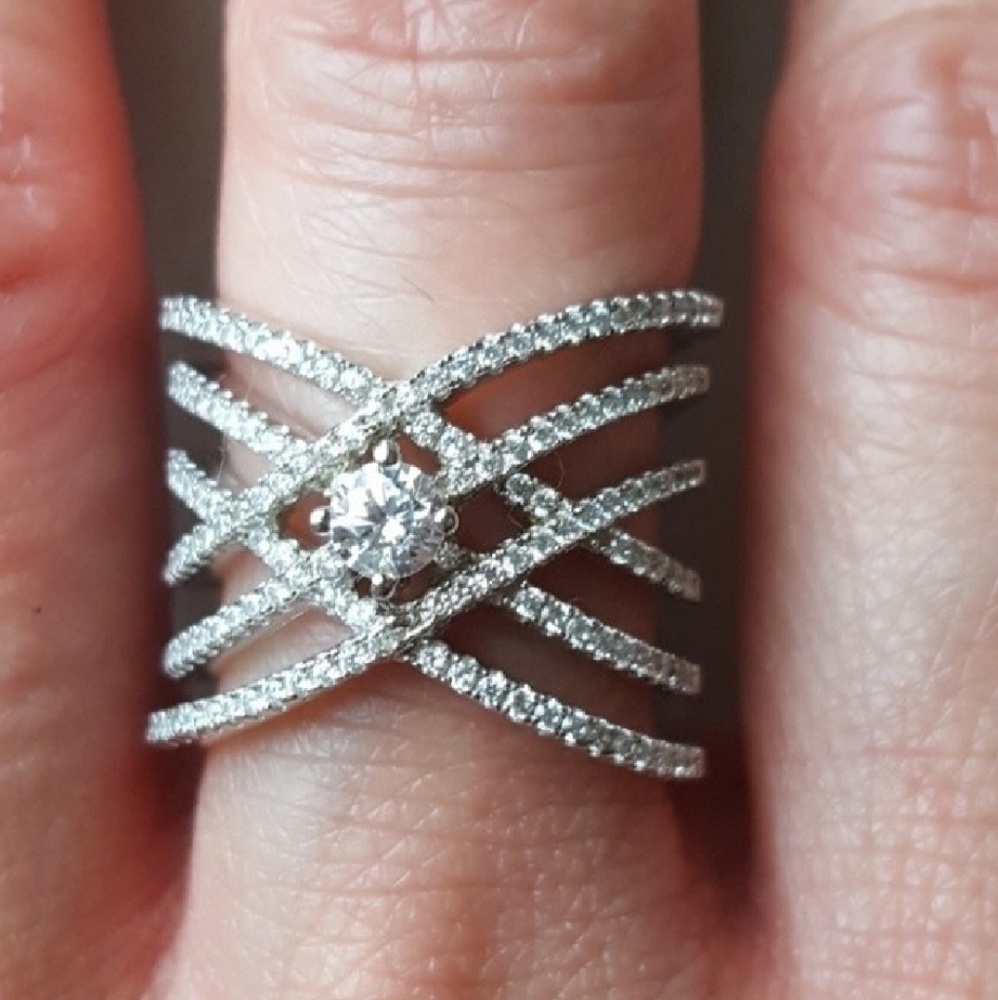 NWT 925 SS 6 Weave Strand Fashion Ring